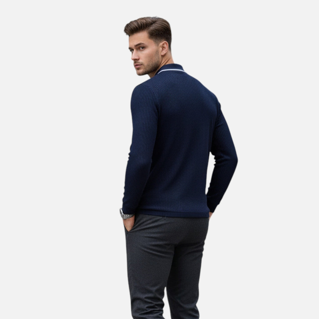 Men's Navy Contrast Button-Up Shirt – Kalanzo