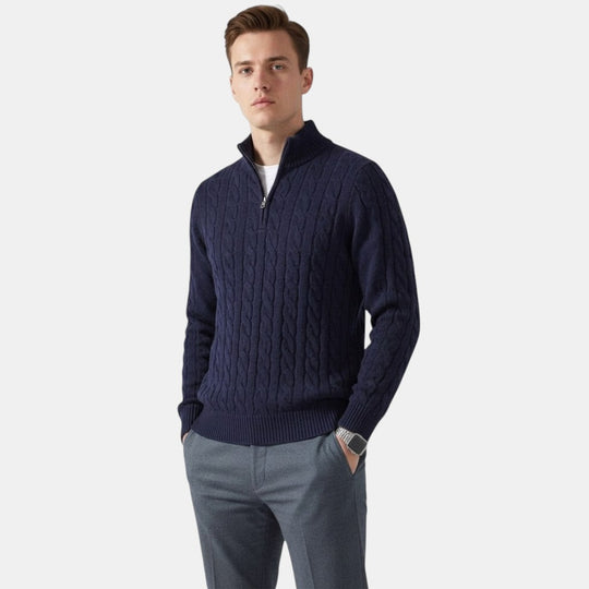 Men's Half-Zip Wool Blend Sweater – Kalanzo