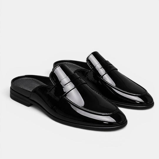 Men's Glossy Leather Mules – Kalanzo