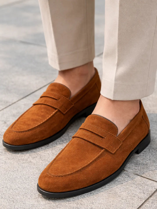 Men's Suede Leather Driving Loafers | Lightweight Slip-On