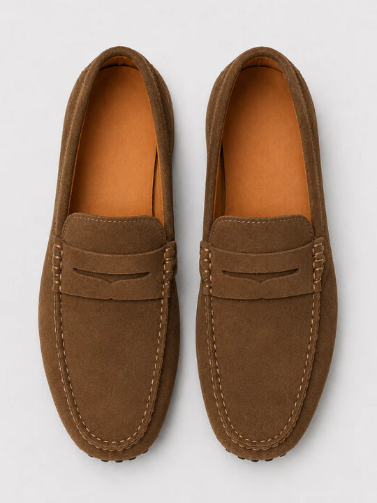 Men's Suede Penny Loafers | Classic Slip-On Dress Shoes