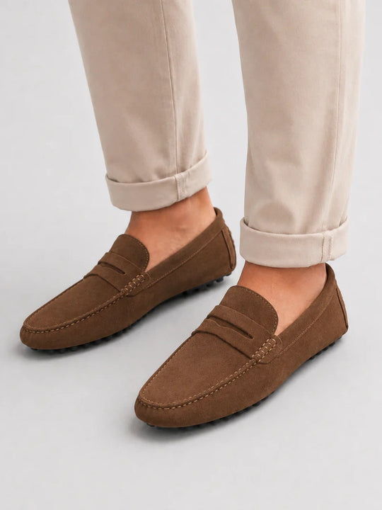 Men's Suede Penny Loafers | Classic Slip-On Dress Shoes