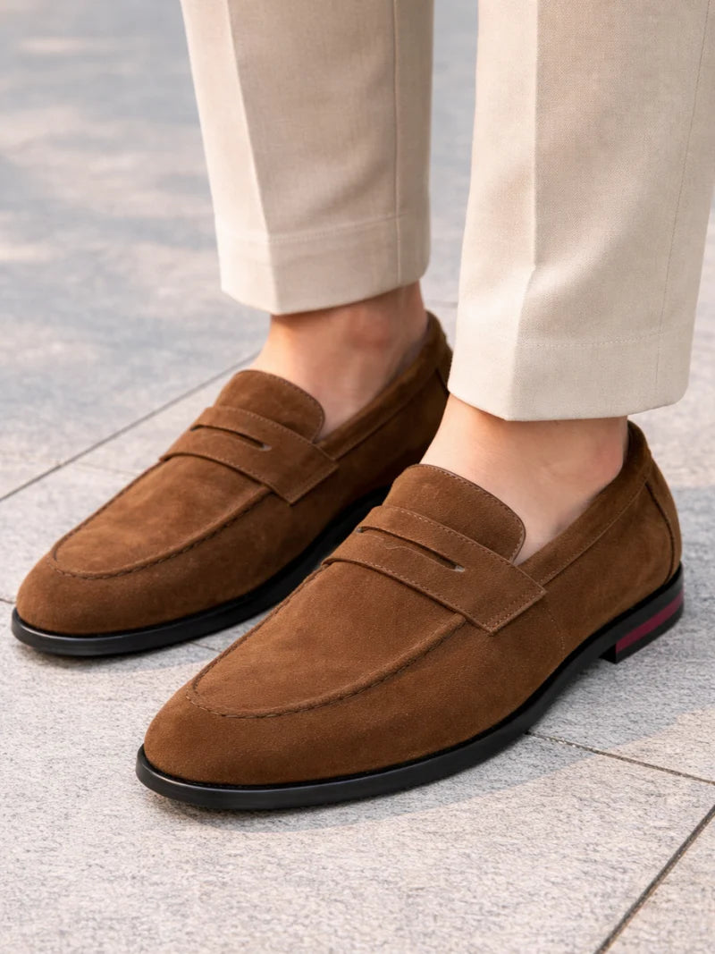 Men's Suede Leather Driving Loafers | Lightweight Slip-On
