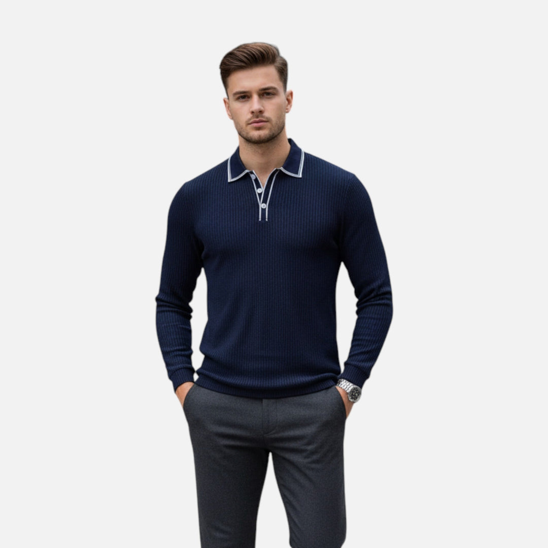 Men's Navy Contrast Button-Up Shirt – Kalanzo