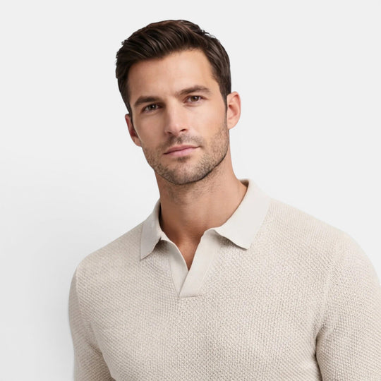 Men's Slim-Fit Knit Polo Shirt – Kalanzo