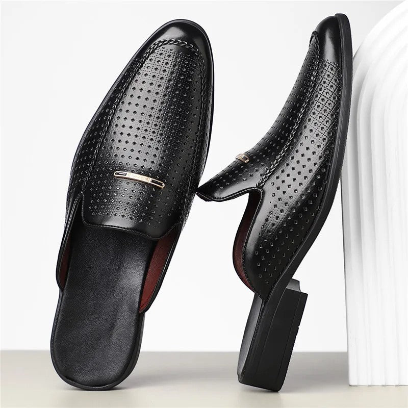 Men's Cushioned Genuine Leather Slides – Kalanzo