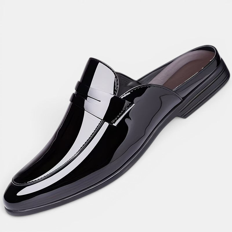 Men's Glossy Leather Mules – Kalanzo