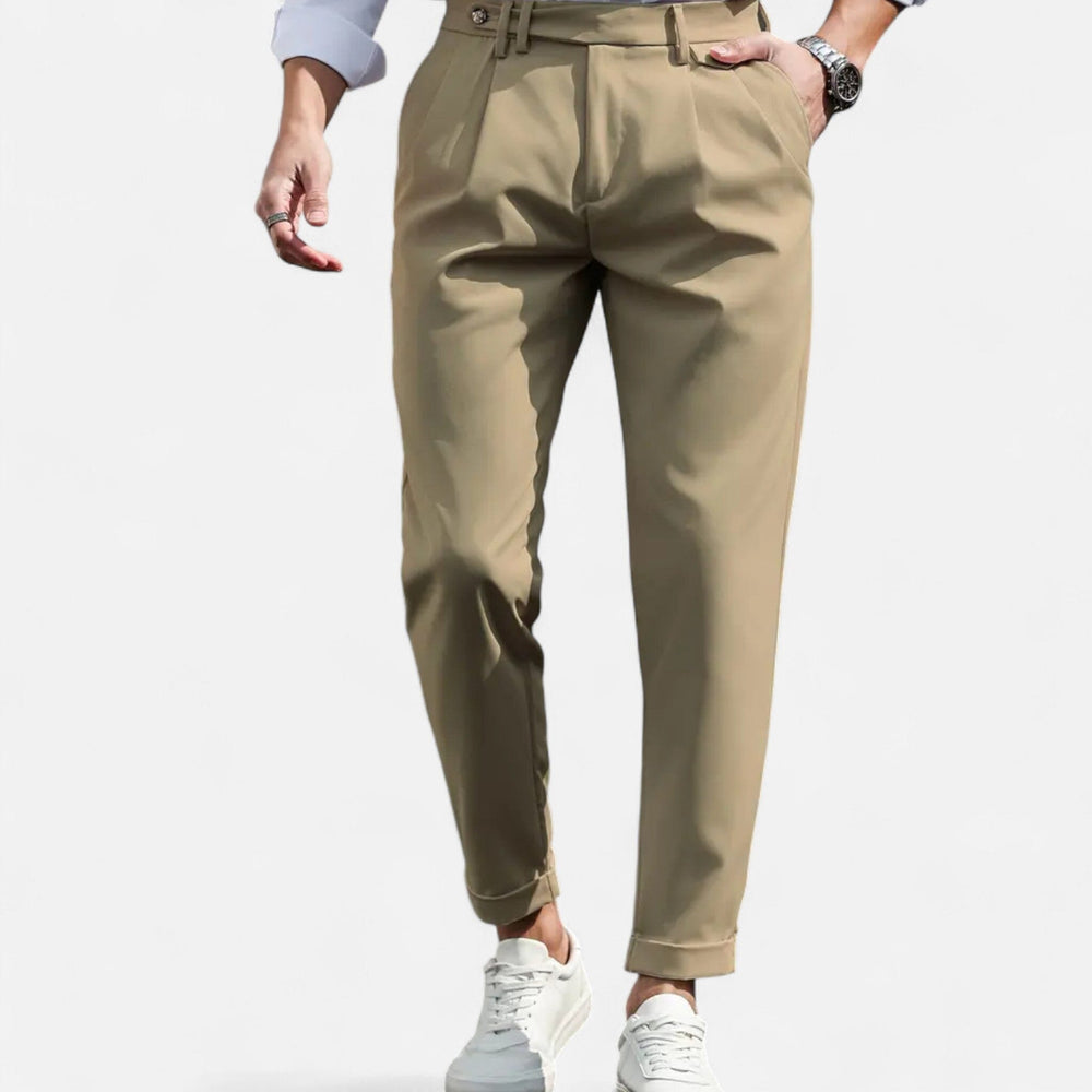 Men's Slim-Fit Pleated Suit Trousers – Kalanzo