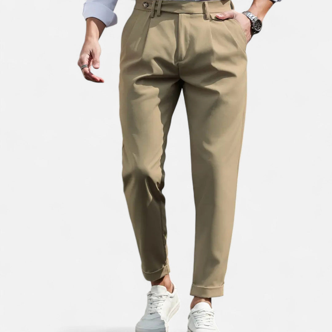 Men's Slim-Fit Pleated Suit Trousers – Kalanzo