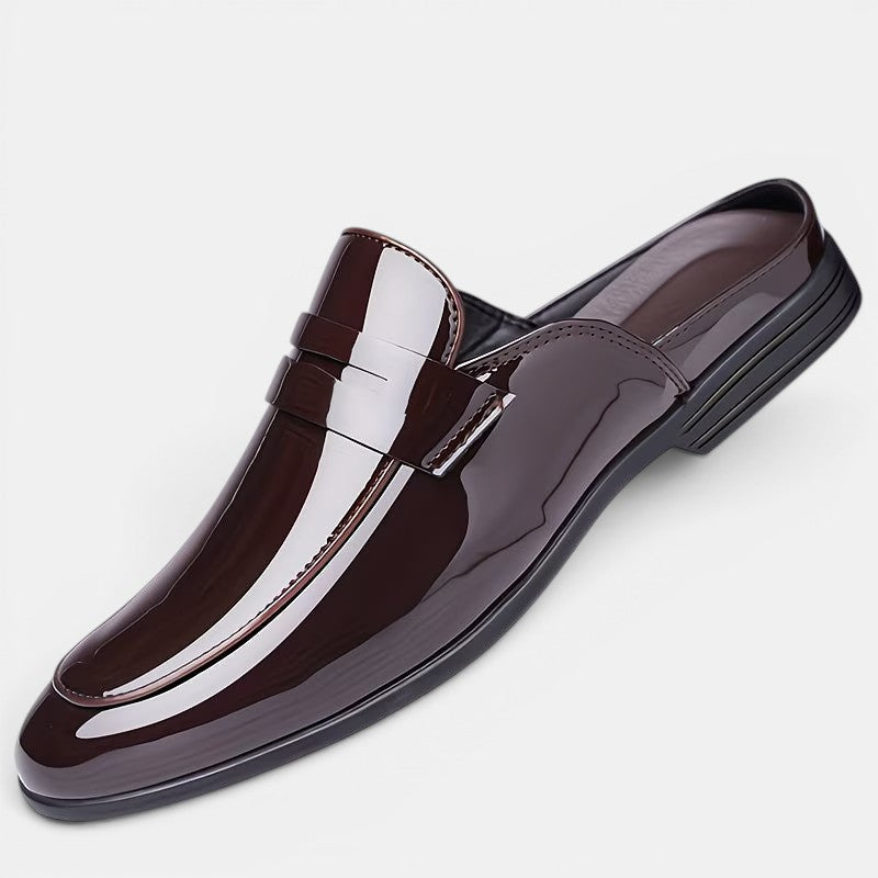 Men's Glossy Leather Mules – Kalanzo