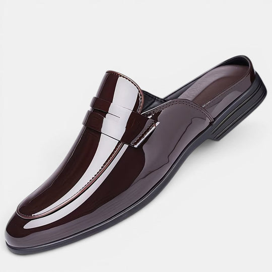 Men's Glossy Leather Mules – Kalanzo