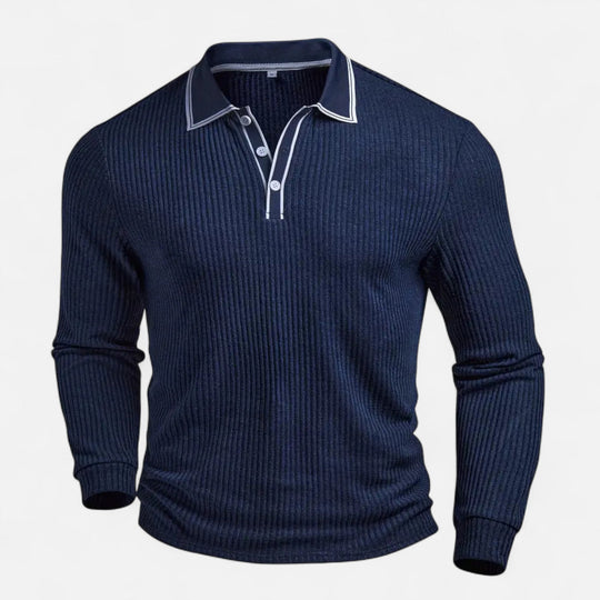 Men's Navy Contrast Button-Up Shirt – Kalanzo