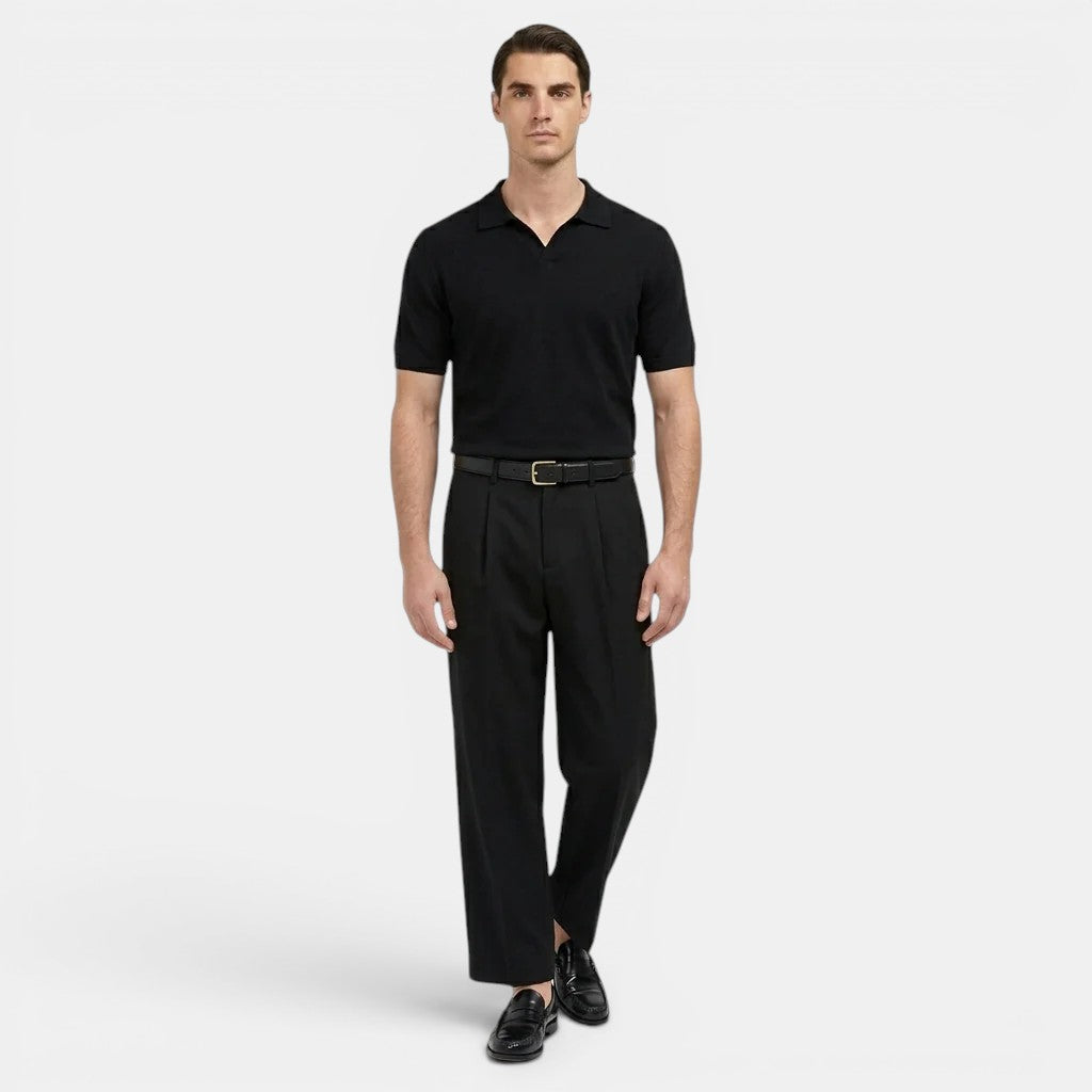 Men's Pleated Straight-Leg Trousers – Kalanzo