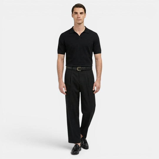 Men's Pleated Straight-Leg Trousers – Kalanzo