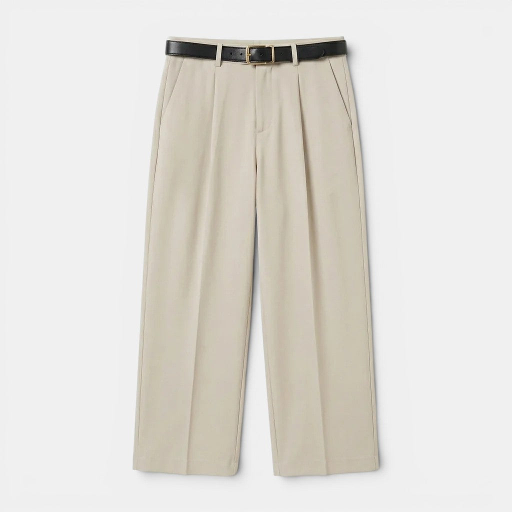 Men's Pleated Straight-Leg Trousers – Kalanzo