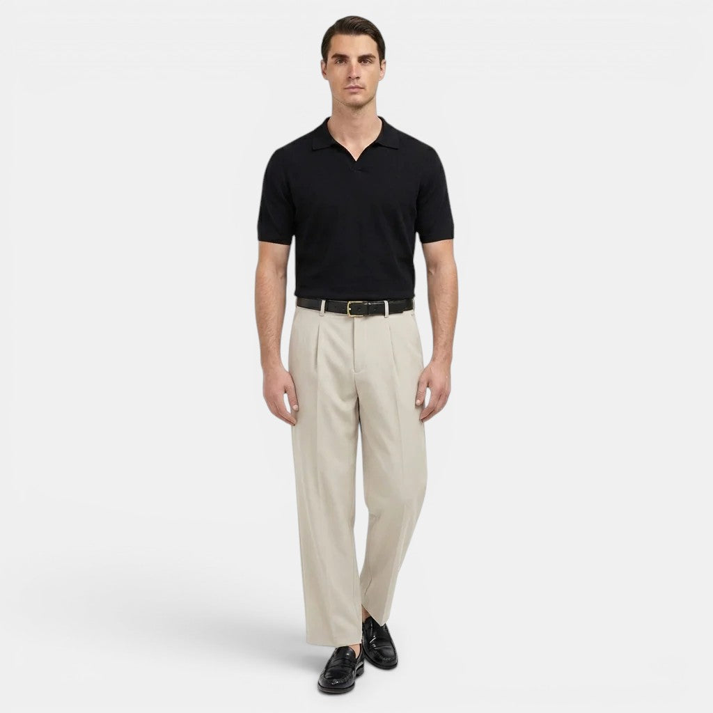 Men's Pleated Straight-Leg Trousers – Kalanzo