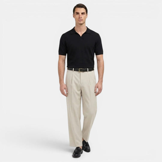 Men's Pleated Straight-Leg Trousers – Kalanzo