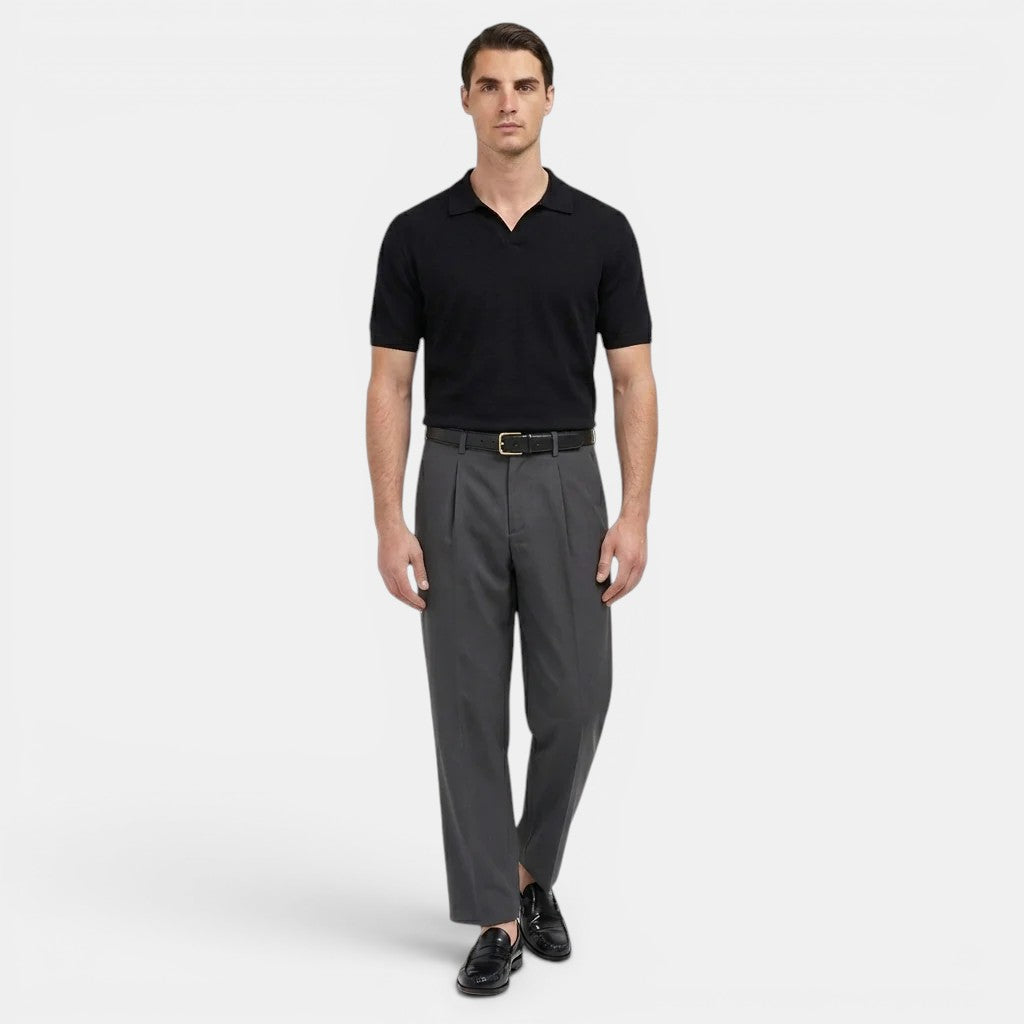 Men's Pleated Straight-Leg Trousers – Kalanzo