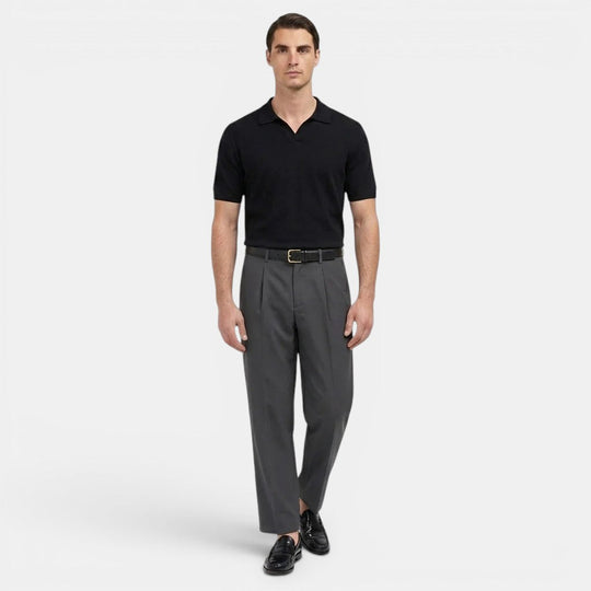 Men's Pleated Straight-Leg Trousers – Kalanzo
