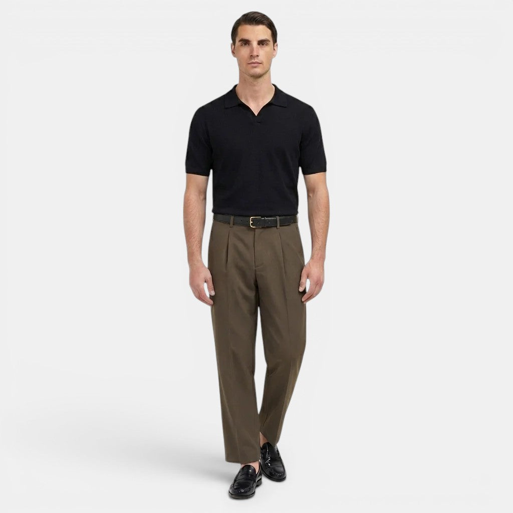 Men's Pleated Straight-Leg Trousers – Kalanzo