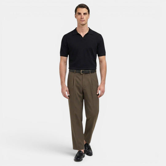 Men's Pleated Straight-Leg Trousers – Kalanzo